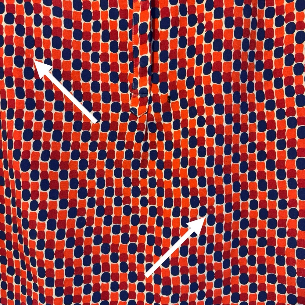 Talbots Long Sleeve Blouse Medium - Dopamine Dressing Geometric Red Blue Orange - Picture 12 of 12
